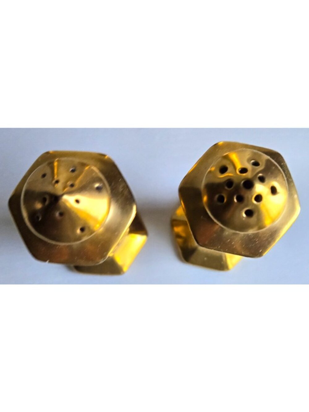 Gilded Ceramic Salt & Pepper Shakers 5.5" Tall & 4" Tall Japan Lot of 4 VTG - Picture 7 of 9